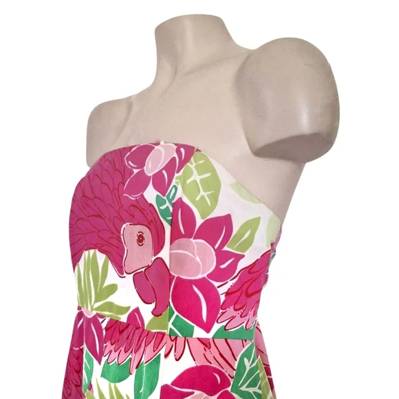 Vintage Lilly Pulitzer Parrot Port Of Caw Strapless Fit And Flare Back Tie 6 - Picture 5 of 10